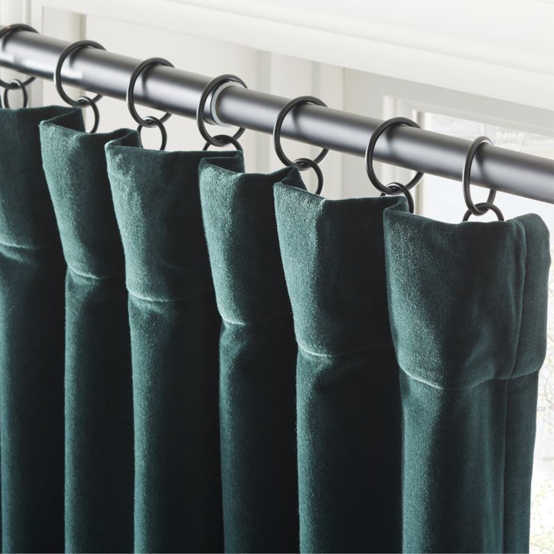 Dark Green Organic Cotton Velvet Window Curtain Panel 48"x84'' - image 2 of 6