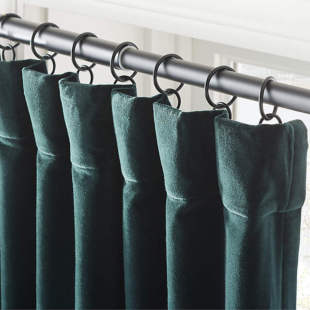 Dark Green Organic Cotton Velvet Window Curtain Panel 48x96'' + Reviews