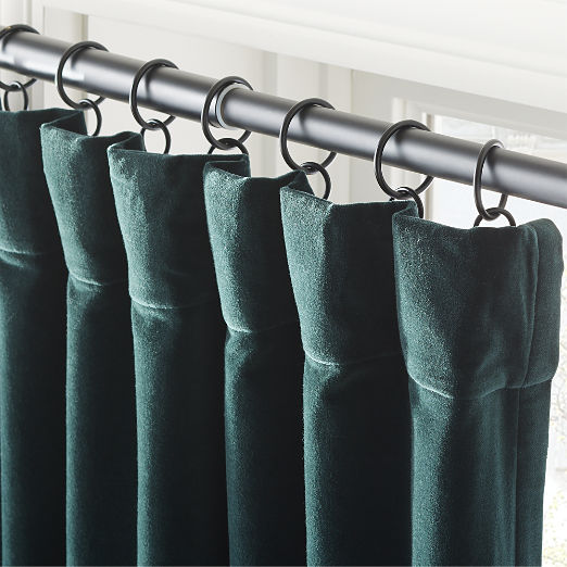 Dark Green Organic Cotton Velvet Window Curtain Panel 48"x108''