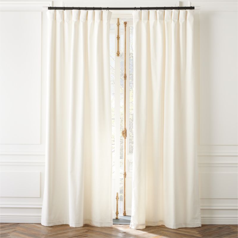 Warm White Organic Cotton Velvet Window Curtain Panel 48"x84'' - image 0 of 11