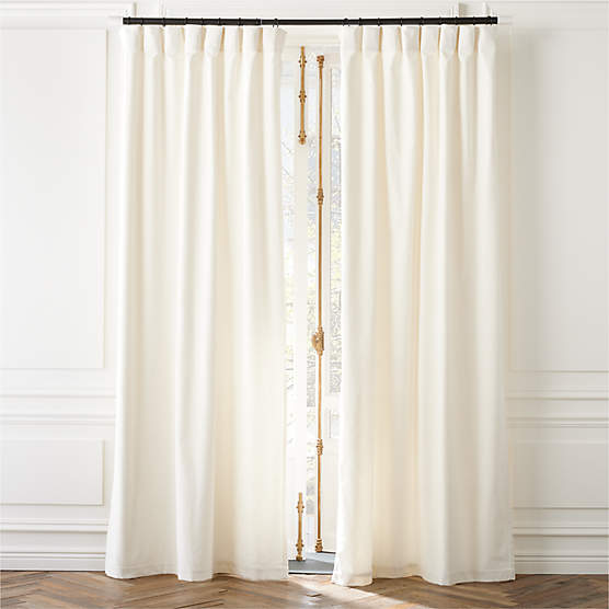 Warm White Organic Cotton Velvet Window Curtain Panel 48"x108''