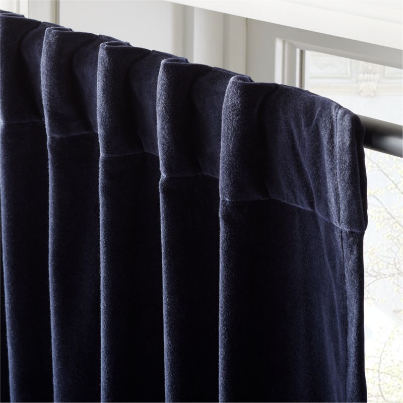 Dark Blue Organic Cotton Velvet Window Curtain Panel 48"x84'' - image 4 of 6