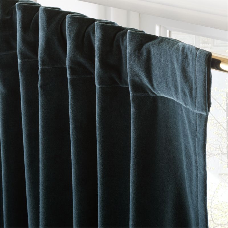 Dark Teal Organic Cotton Velvet Window Curtain Panel 48"x84'' - image 4 of 6