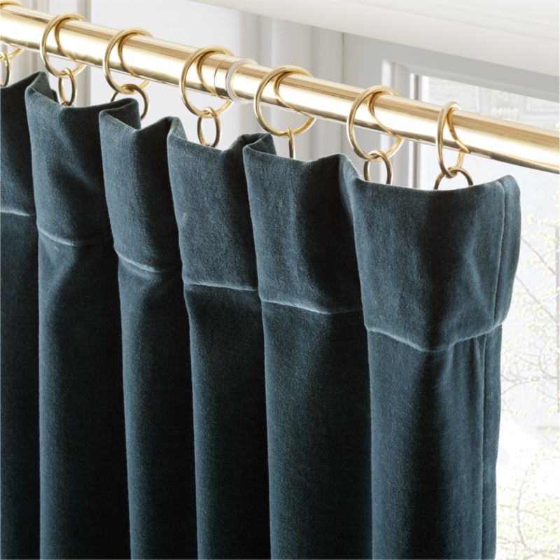 Dark Teal Organic Cotton Velvet Window Curtain Panel 48"x84'' - image 2 of 6