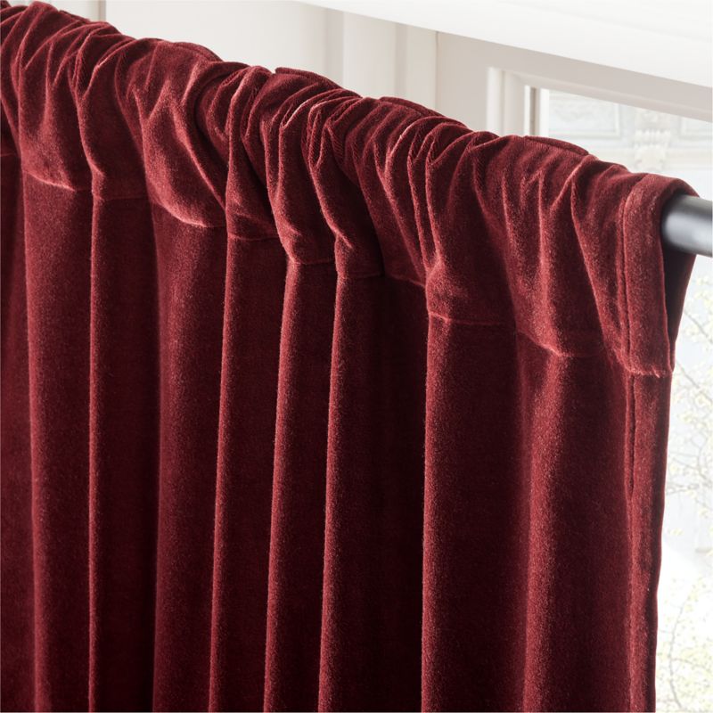 Red Organic Cotton Velvet Window Curtain Panel 48"x84'' - image 3 of 6