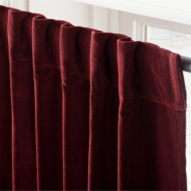 Red Organic Cotton Velvet Window Curtain Panel 48"x84'' - image 4 of 6