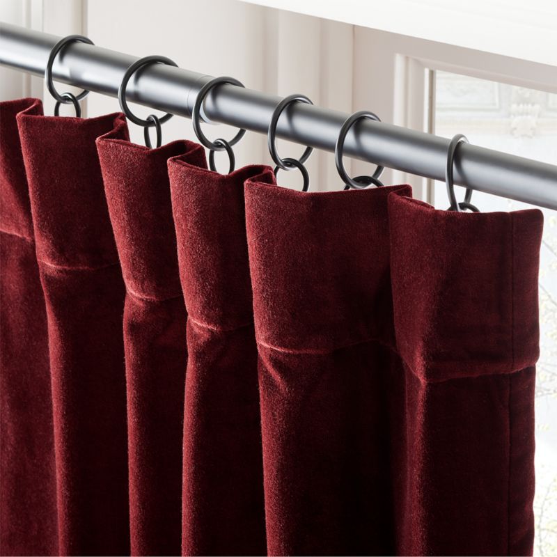 Red Organic Cotton Velvet Window Curtain Panel 48"x84'' - image 2 of 6