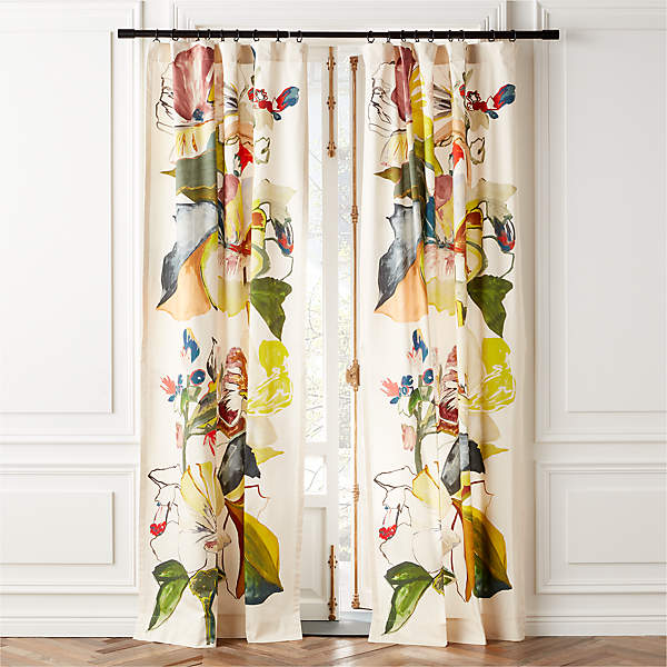 Jungle Floral Window Curtain Panel 48\'\'x120\'\' + Reviews | CB2