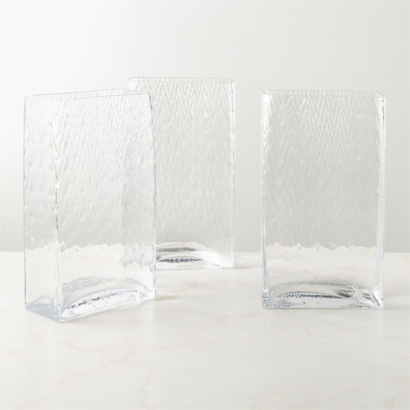 Vumi Rectangular Clear Patterned Glass Vase - image 3 of 6