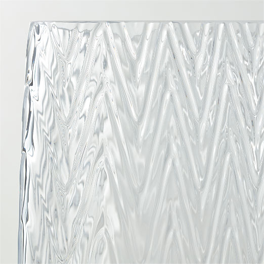 Vumi Rectangular Clear Patterned Glass Vase