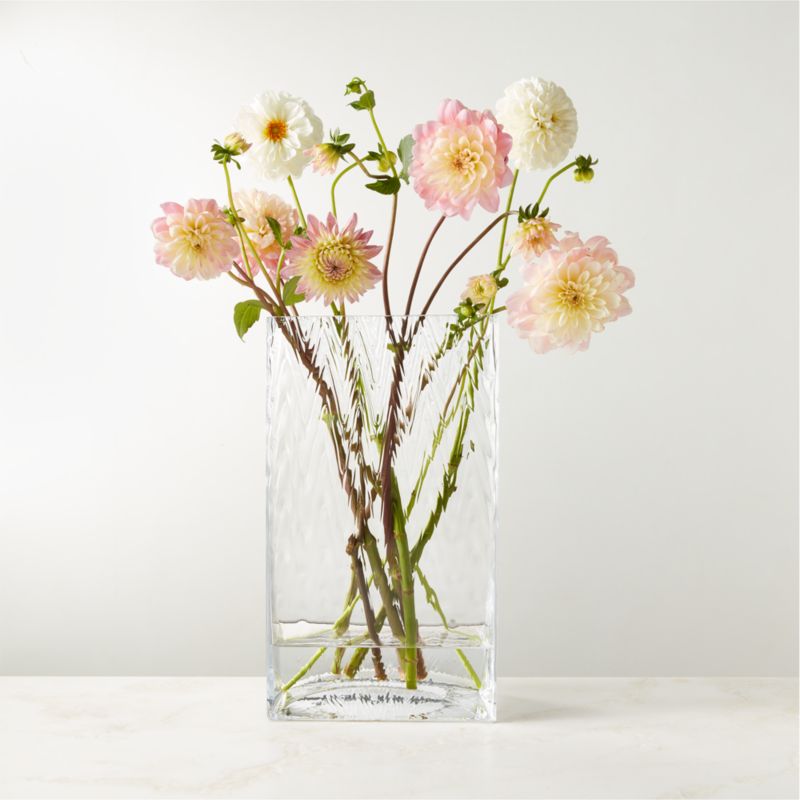 Vumi Rectangular Clear Patterned Glass Vase - image 0 of 6