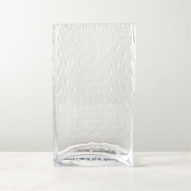 Vumi Rectangular Clear Patterned Glass Vase - image 1 of 6