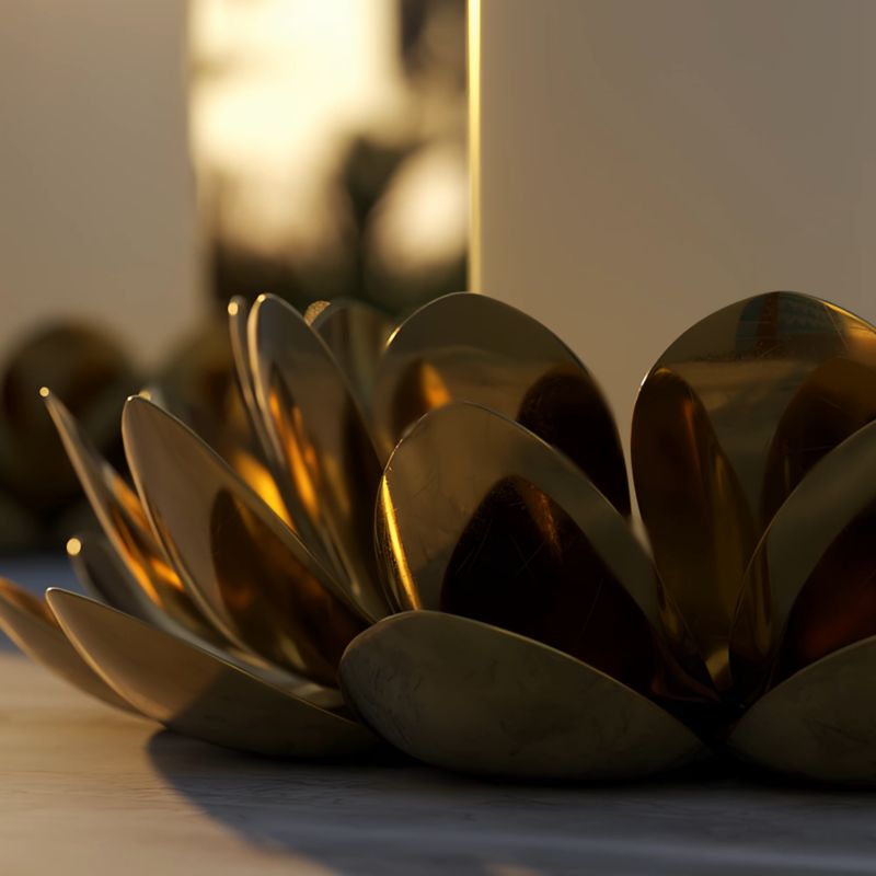 Play Brass Lotus Candle Holder - The White Lotus - video 1 of 2