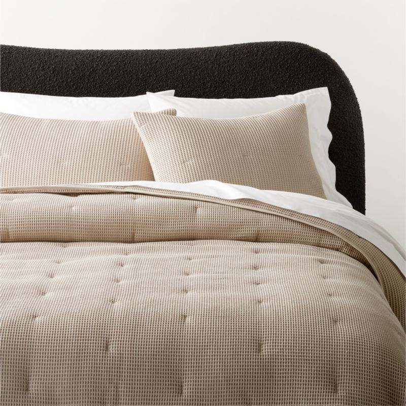 View Waffle Organic Cotton Beige Full/Queen Quilt details
