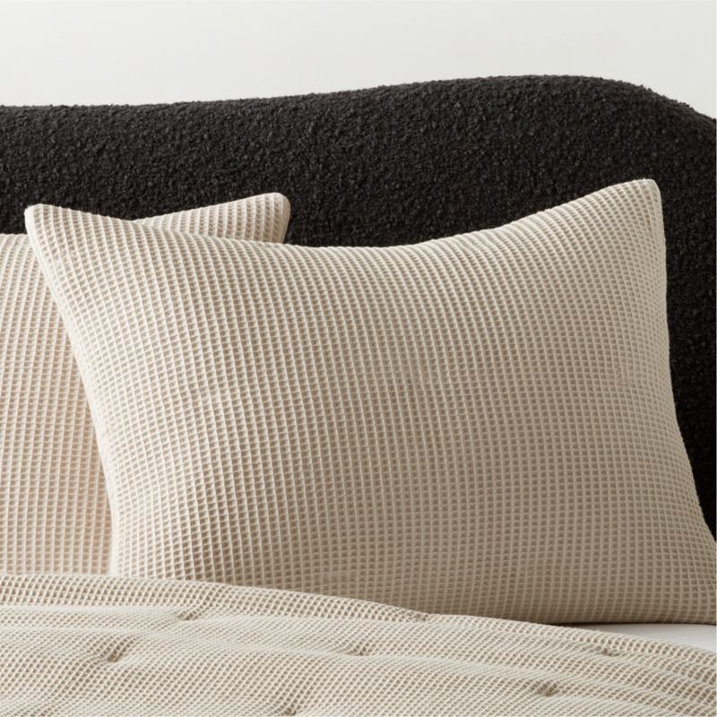 View Waffle Organic Cotton Beige Standard Pillow Shams Set of 2 details