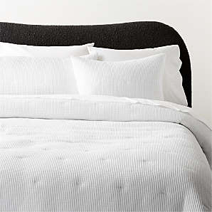 Niera Pinstitch Organic Cotton Black Duvet Cover and Pillow Shams