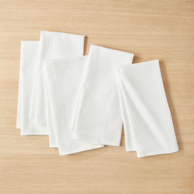 View White Waffle Weave Dish Towels Set of 5 details