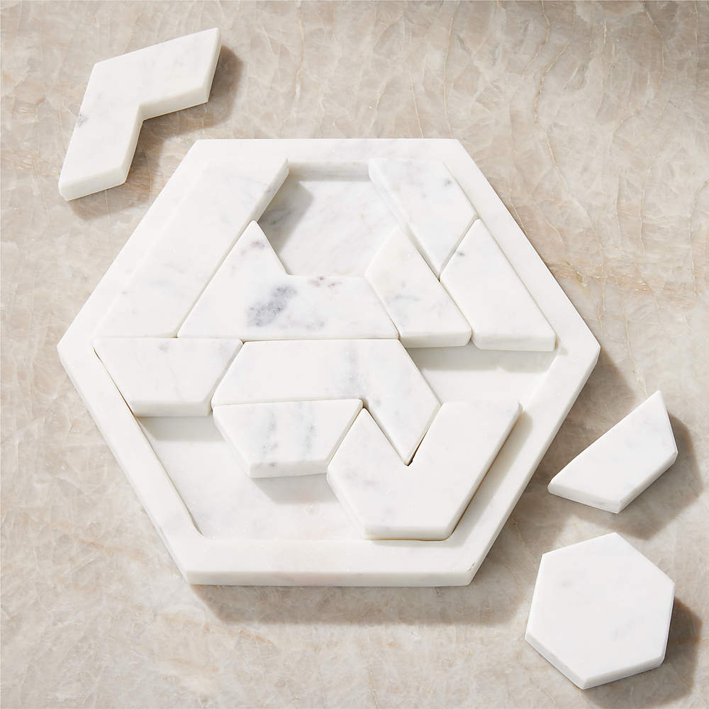 Waide White Marble Puzzle Game + Reviews | CB2 Canada