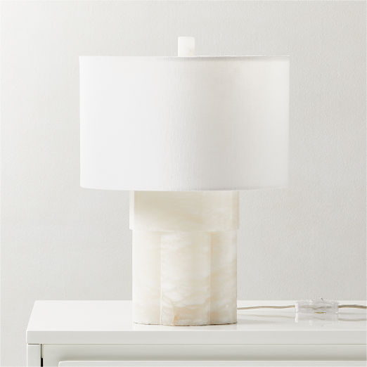 Walden White Alabaster Table Lamp Short