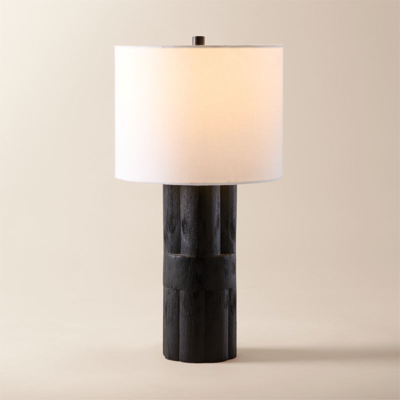 View Walden Black Acacia Wood Table Lamp Tall details