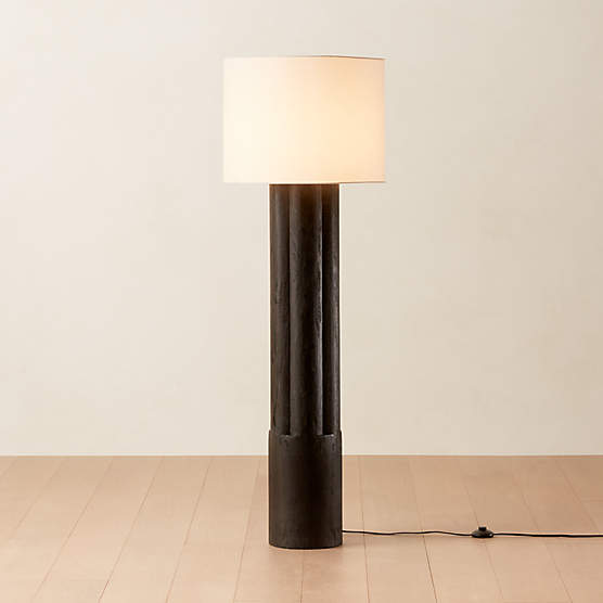 Walden Black Acacia Wood Floor Lamp