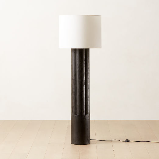 Walden Black Acacia Wood Floor Lamp