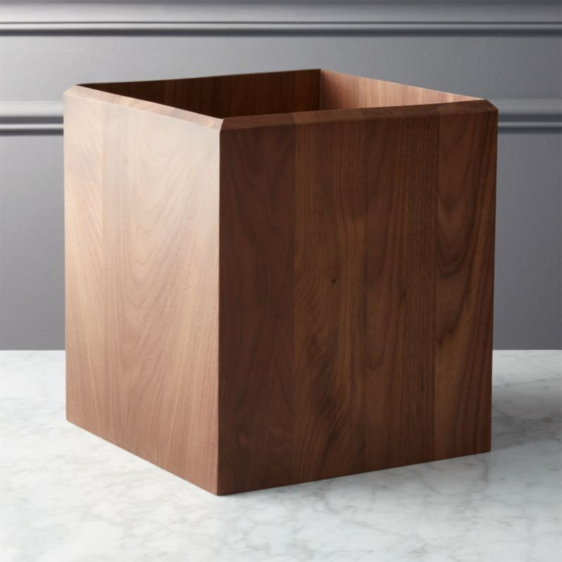 Modern Storage Bins Cb2 Walnut Wood Waste Basket