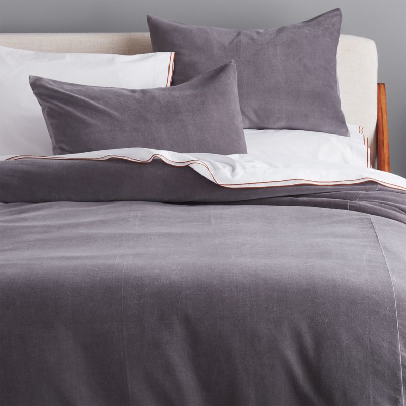 Grey Washed Velvet Bedding Cb2