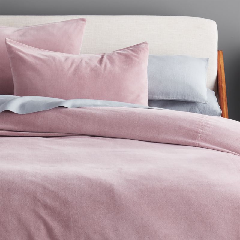 Mauve Washed Velvet Duvet Cover Full Queen Reviews Cb2