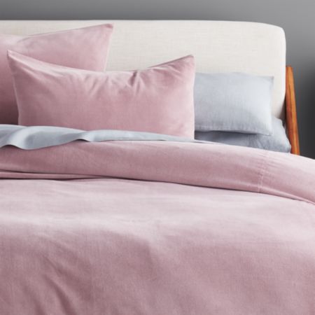 Mauve Washed Velvet Duvet Cover Cb2