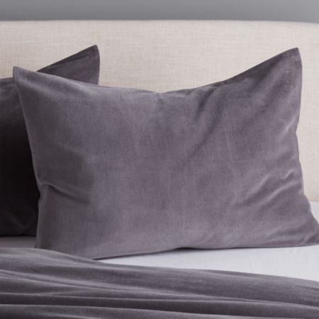 Grey Washed Velvet Standard Shams Set Of 2 Reviews Cb2
