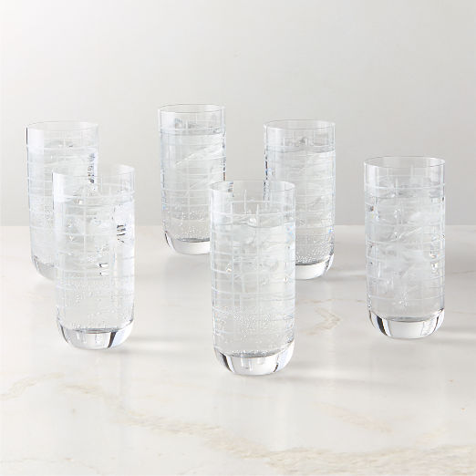 Watson Etched Cooler Glasses Set of 6