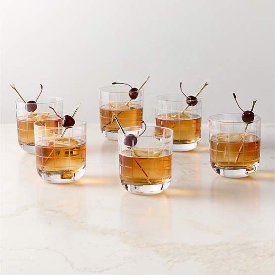 Watson Etched Double Old-Fashioned Glasses Set of 6