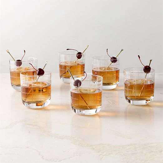 Watson Etched Double Old-Fashioned Glasses Set of 6