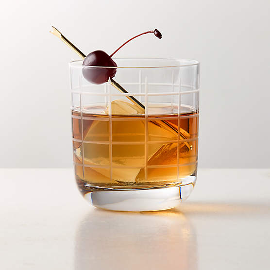 Watson Etched Double Old-Fashioned Glass