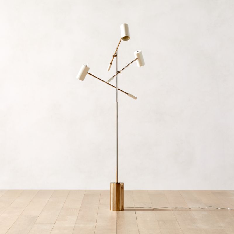 Watt Articulating Polished Champagne Modern Floor Lamp + Reviews CB2