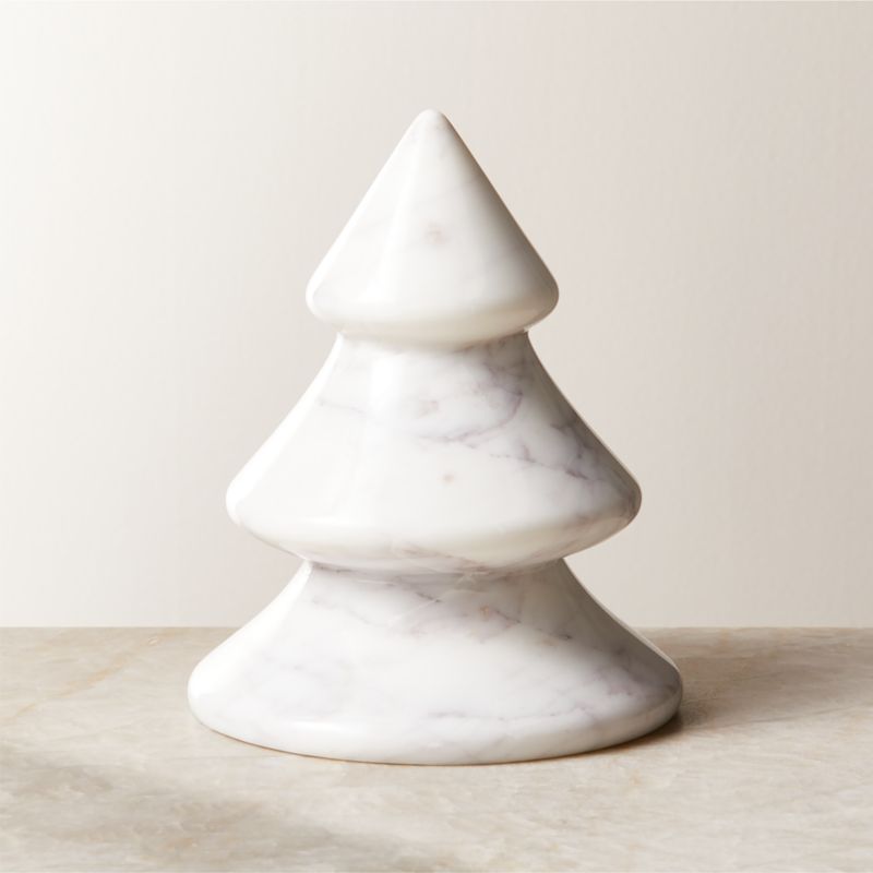 Waverly White Marble Christmas Tree Figure 7.5" - image 0 of 4