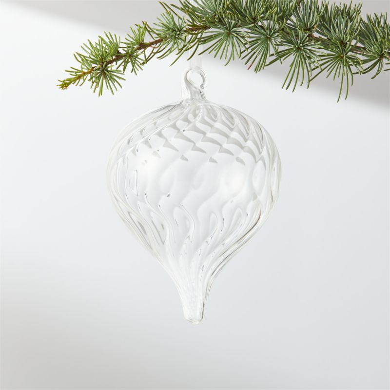 View Waves Clear Glass Teardrop Christmas Ornament  Small details
