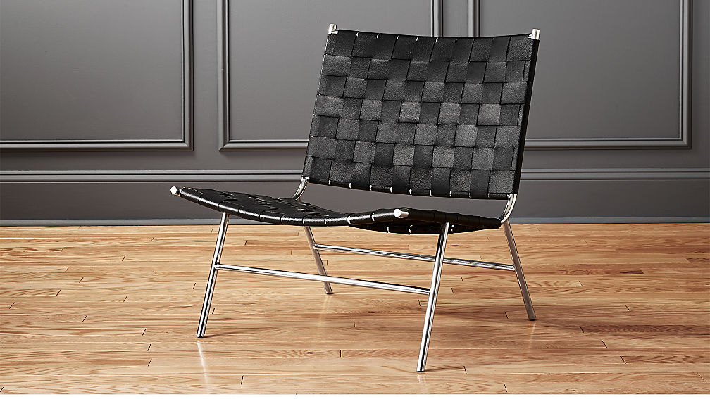 Black Woven Leather Chair + Reviews CB2