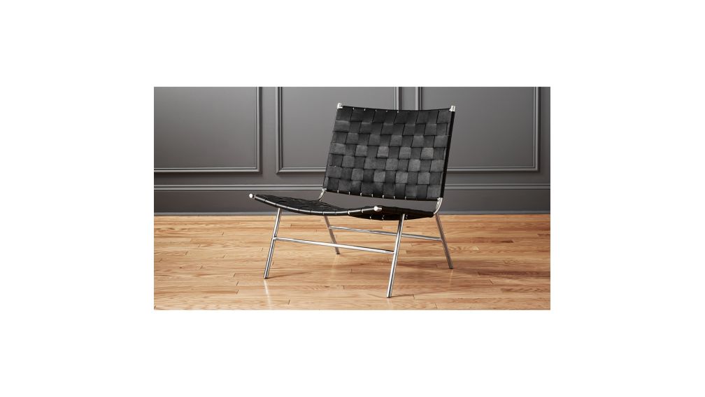 Black Woven Leather Chair + Reviews | CB2