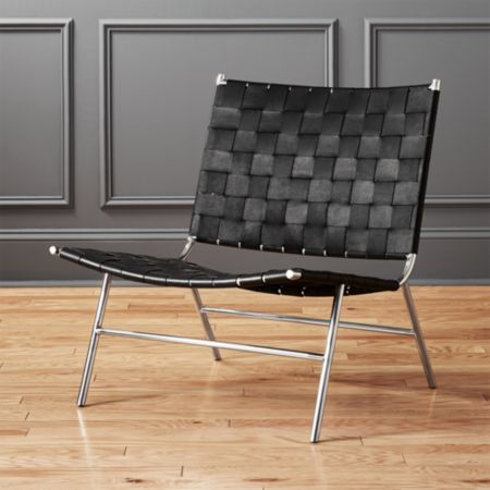 Black Woven Leather Chair Reviews Cb2