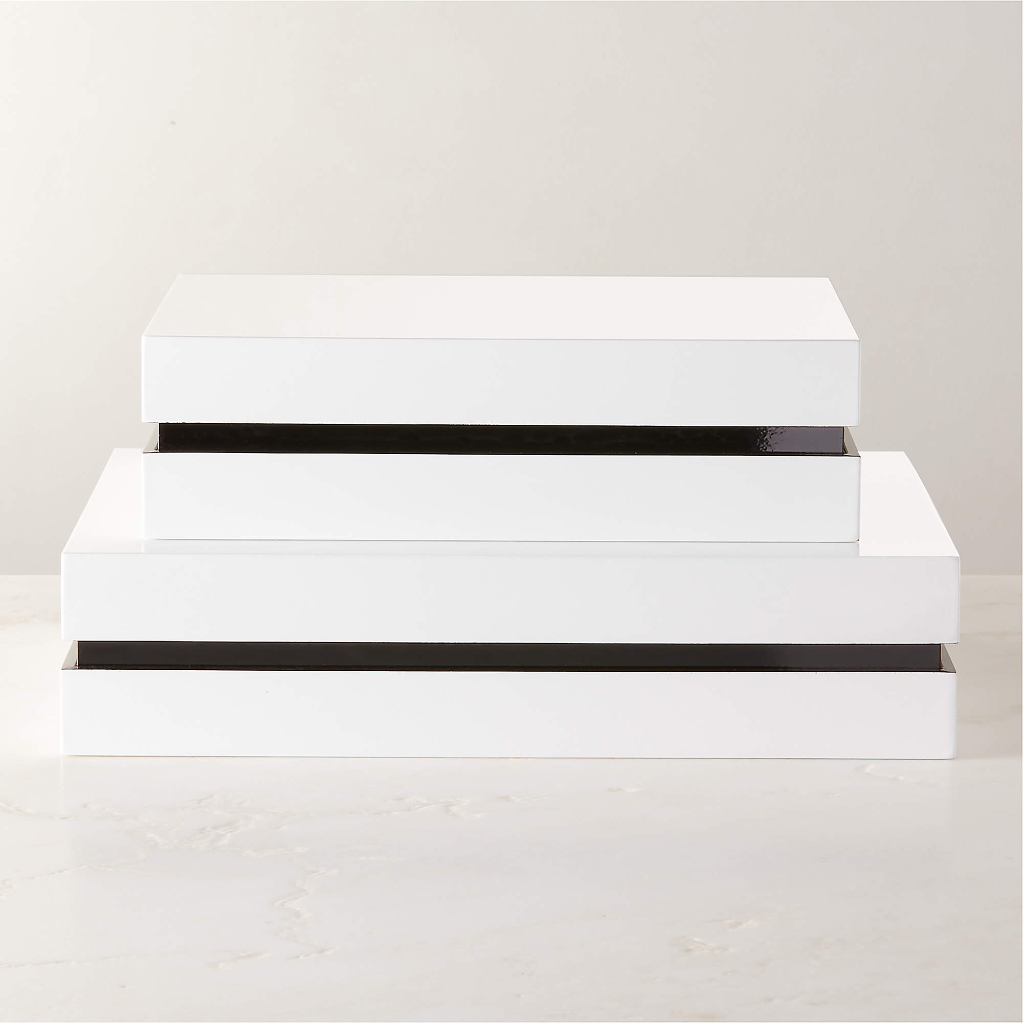 Weiss White Lacquered Storage Boxes Set of 2 + Reviews CB2