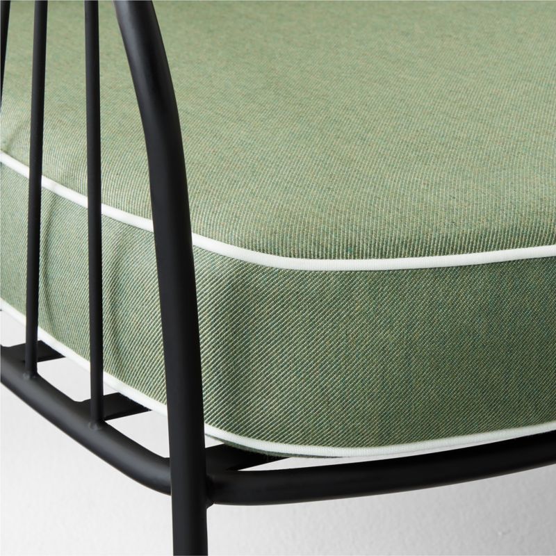 Welling Black Metal Outdoor Dining Armchair with Green Sunbrella® Cushion - image 5 of 6