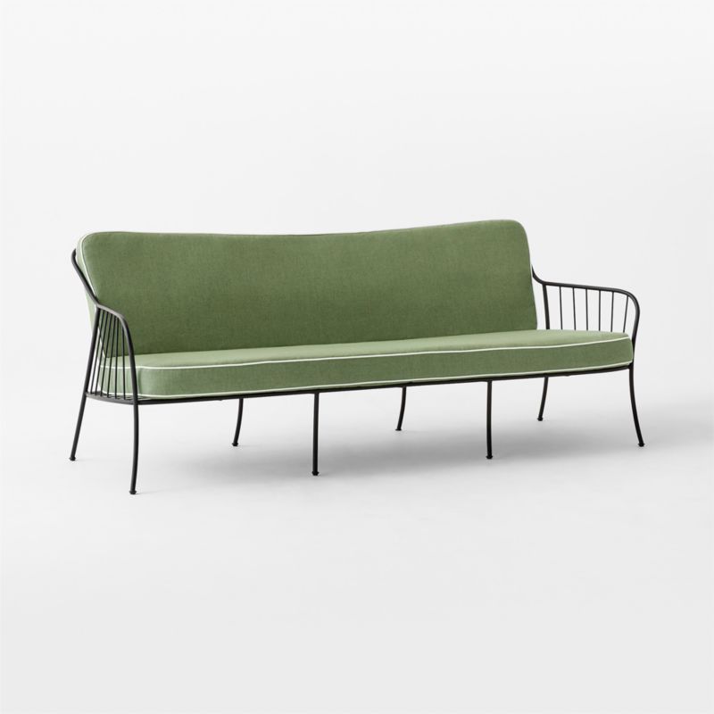 Welling Black Metal Outdoor Sofa with Green Sunbrella® Cushions - image 2 of 6