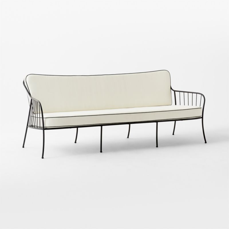 Welling Black Metal Outdoor Sofa with White Sunbrella® Cushions - image 4 of 8