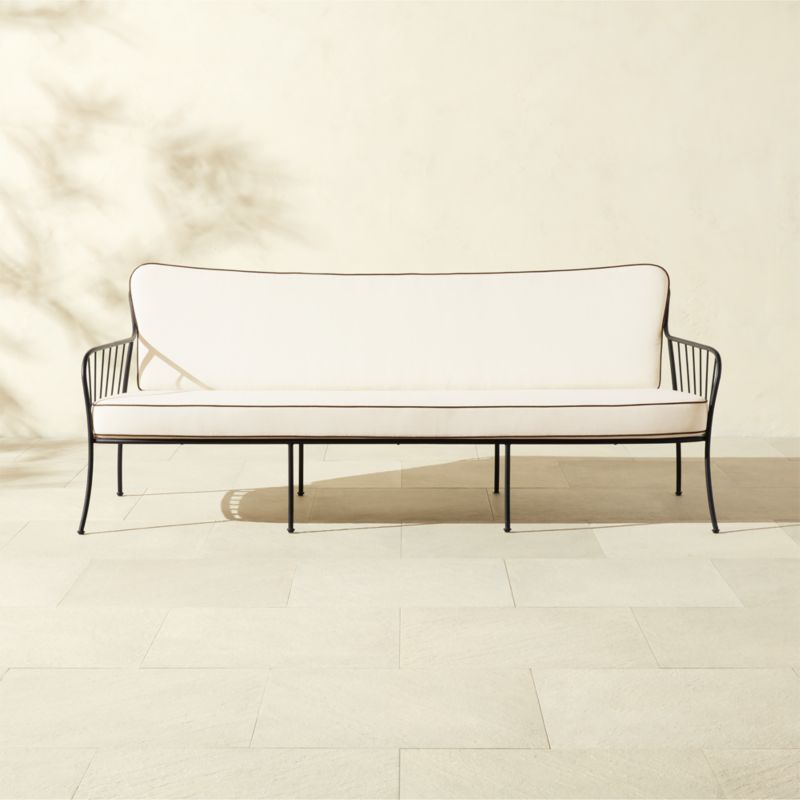 Welling Black Metal Outdoor Sofa with White Sunbrella® Cushions - image 0 of 8