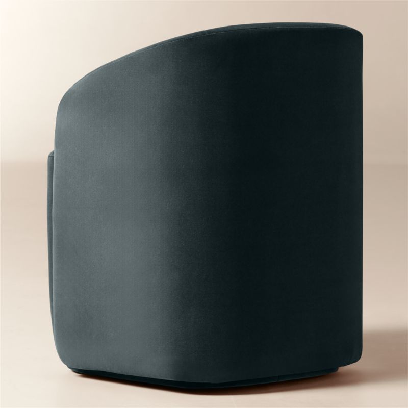 Wesler Teal Velvet Dining Chair with Casters - image 4 of 8