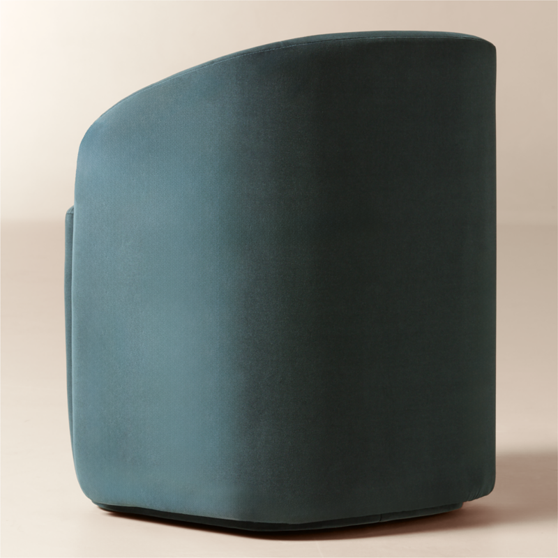 Wesler Teal Velvet Dining Chair with Casters - image 4 of 7