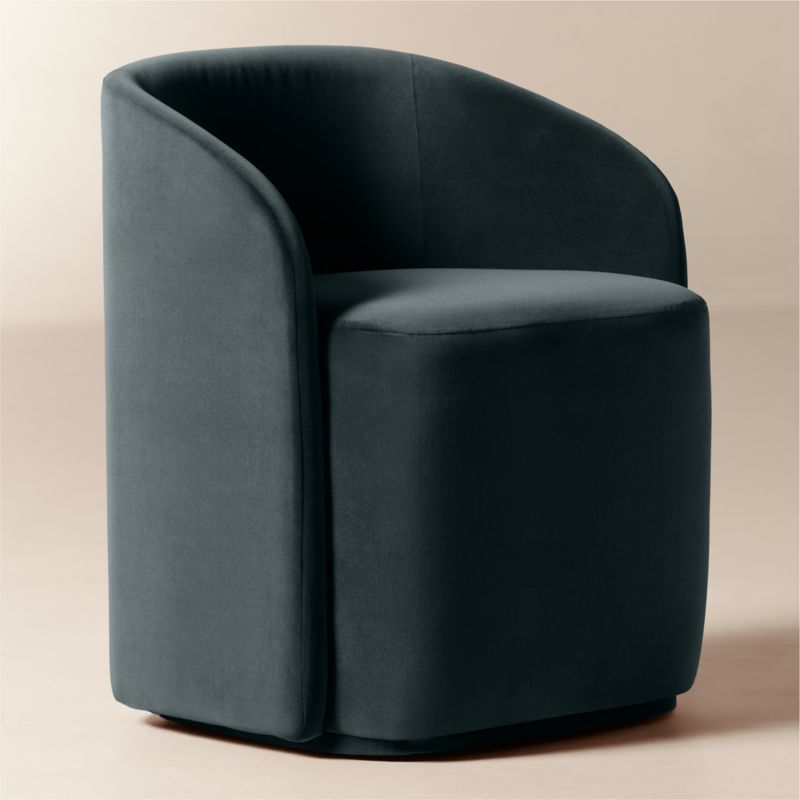 Wesler Teal Velvet Dining Chair with Casters - image 2 of 8