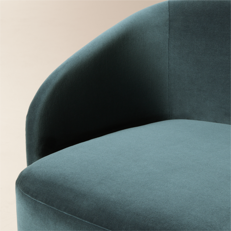 Wesler Teal Velvet Dining Chair with Casters - image 5 of 7